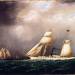 American Steam-Sail Yacht 'Emily' at Sea with Four Schooners off Bow
